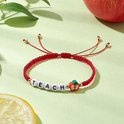 Teacher's Day Acrylic Beads Braided Bead Bracelets Men Women BJEW-TA00605-1