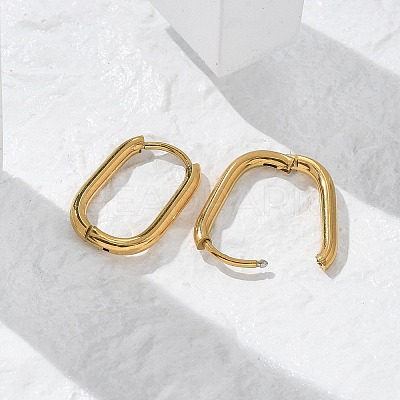 Ion Plating(IP) 304 Stainless Steel Oval Hoop Earrings X-EJEW-M218-02A-G-1