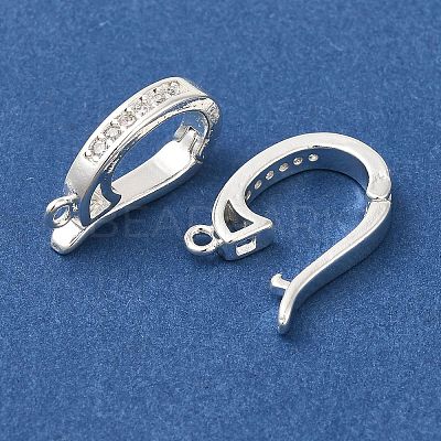 Rack Plating Brass Micro Pave Clear Cubic Zirconia Enhancer Shortener Bails KK-F883-13S-1