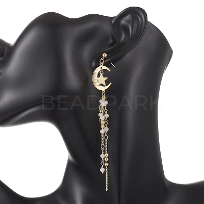 304 Stainless Steel & Brass Dangle Stud Earrings EJEW-TA00807-1