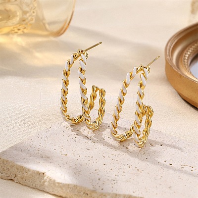 Twist 304 Stainless Steel Enamel Stud Earrings SA-CBA065A-01G-02-1