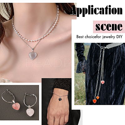25Pcs Heart Natural & Synthetic Gemstone Pendants PH-G-G755-01-1