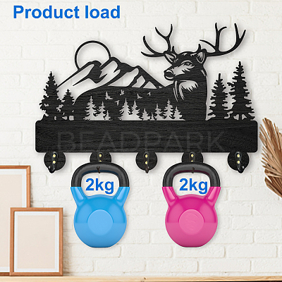 Wood & Iron Wall Mounted Hangers HJEW-WH0055-005-1
