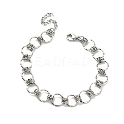 Non-Tarnish 304 Stainless Steel Rings Link Chain Bracelet BJEW-TA00334-04-1