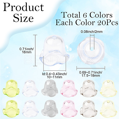 120Pcs 6 Colors Transparent Acrylic Bead Caps TACR-SC0001-51-1