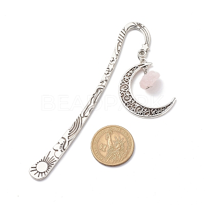 Natural Rose Quartz Raw Beads Bookmarks AJEW-JK00201-01-1