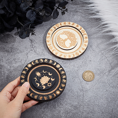2Pcs 2 Colors Round Wood Bracelet Display Trays AJEW-CN0001-72-1