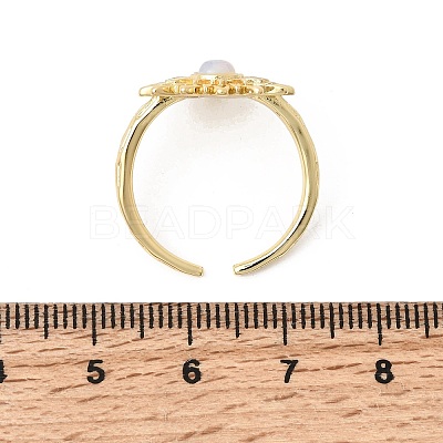 Brass Resin Cuff Rings for Women RJEW-K312-06G-1