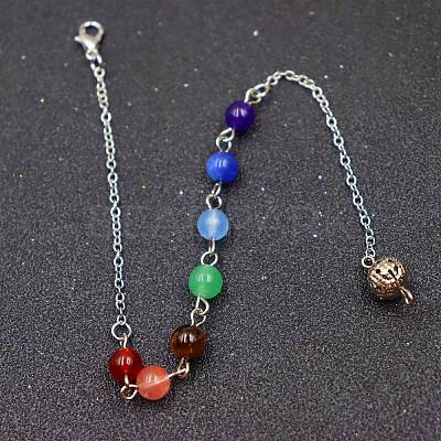 Natural Gemstone Dowsing Pendulums Chains PW-WG739B0-01-1