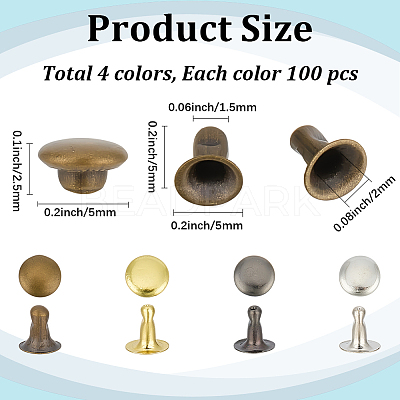 400Pcs 4 Colors Alloy Snap Rivet Butt Screw FIND-GF0009-29-1