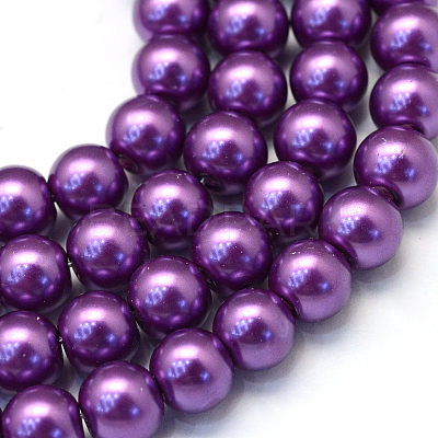 Baking Paint Pearlized Glass Pearl Round Bead Strands HY-Q003-10mm-37-1