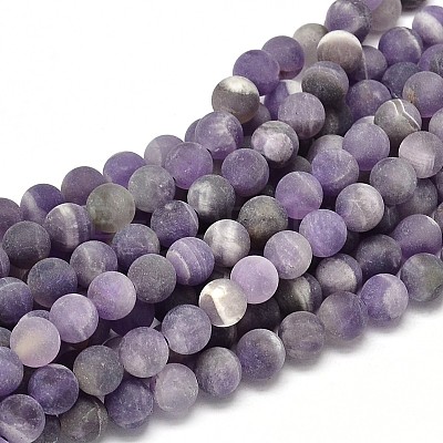 Frosted Natural Amethyst Round Bead Strands LS-G-L357-6mm-07-1