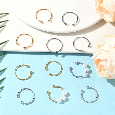 20Pcs 2 Colors 304 Stainless Steel Cuff Rings RJEW-SC0001-35-1
