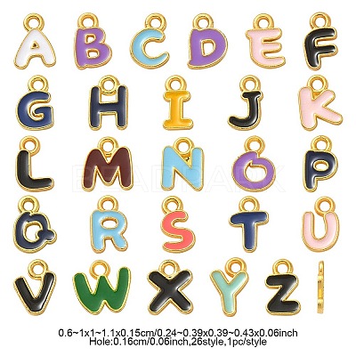 26Pcs 26 Styles Alloy Enamel Pendants ENAM-YW0002-94-1