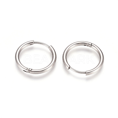 Tarnish Resistant 304 Stainless Steel Huggie Hoop Earrings EJEW-G272-02-14mm-P-1