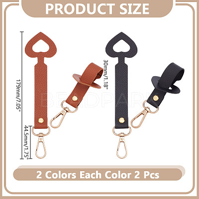 4Pcs 2 Colors Heart PU Leather Hat Clip AJEW-AR0004-87-1