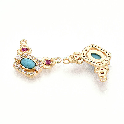 Synthetic Turquoise Rectangle with Flower Pendants KK-N258-15G-1