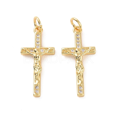 Rack Plating Brass Micro Pave Cubic Zirconia Pendants KK-C008-37G-1