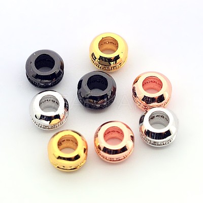 Brass Micro Pave Cubic Zirconia Rondelle Beads ZIRC-N002-19M-1