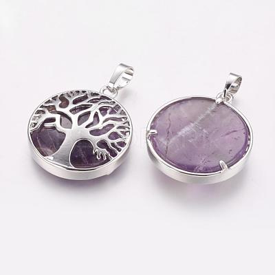 Natural Amethyst Pendants G-E388-09P-1