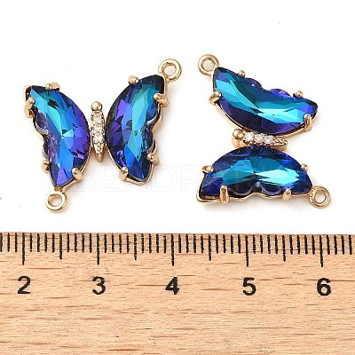Brass Pave Faceted Glass Connector Charms FIND-Z020-04D-1