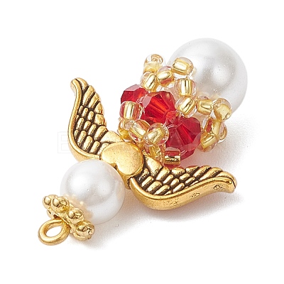 Pearlized Glass Pearl & Glass Pendants PALLOY-MZ00978-03-1