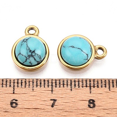 Synthetic Turquoise Half Round Charms STAS-N109-213B-G-1