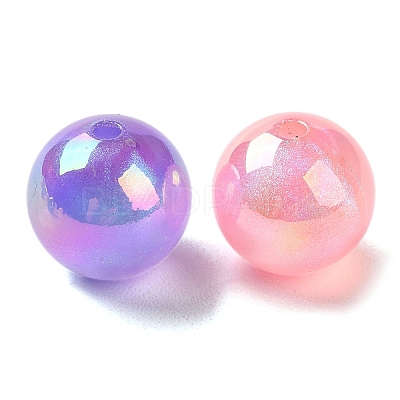 UV Plating Acrylic Beads with Giltter Powder X-PACR-E003-06-1