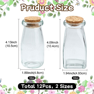 12Pcs 2 Styles Glass Bottle CON-YW0001-63-1
