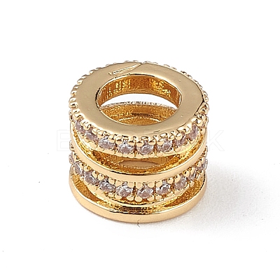Rack Plating Brass Micro Pave Clear Cubic Zirconia Beads KK-C019-27G-1