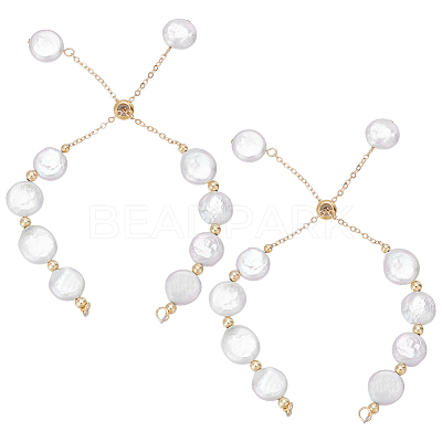 2Pcs Natural Keshi Pearl Slider Bracelet Making BJEW-UN00020-1