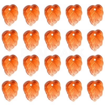 Autumn Theme Two-Tone Transparent Glass Charms GLAA-YW0001-53C-1