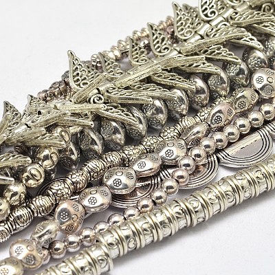 Mixed Tibetan Style Alloy Beads Strands TIBEB-O007-27-NR-1