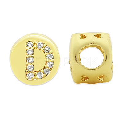 Brass Micro Pave Clear Cubic Zirconia Beads KK-T030-LA843-DX3-1