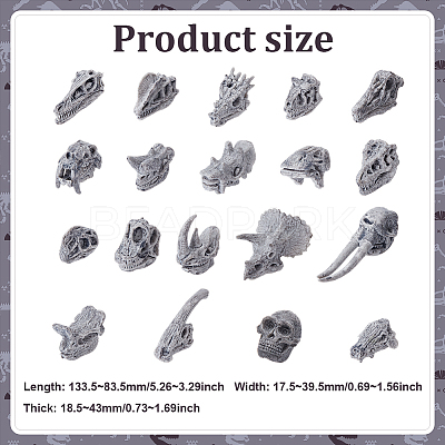 19Pcs PVC Dinosaur Miniature Ornaments DJEW-ME0001-01-1