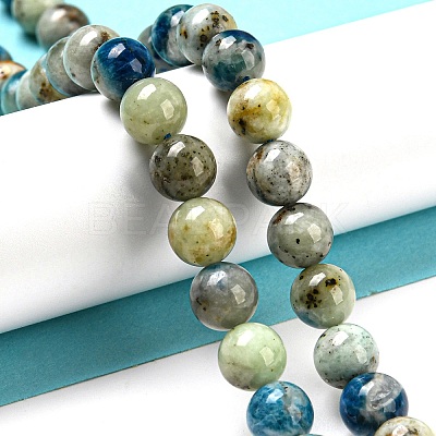 Natural Blue Azurite in Calcite Beads Strands G-NH0003-F01-02-1