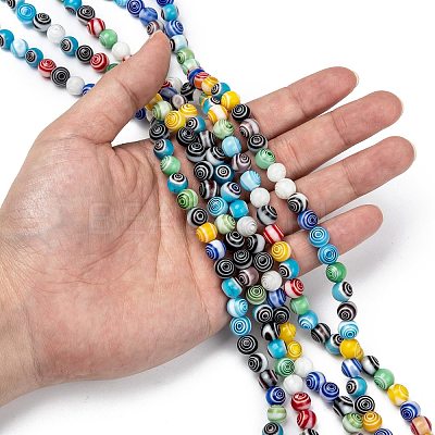 Handmade Millefiori Glass Round Beads Strands X-LK-R004-93-1