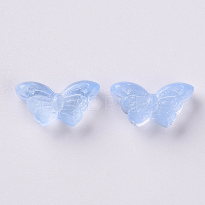 Transparent Spray Painted Glass Beads GLAA-S190-018F-02-1