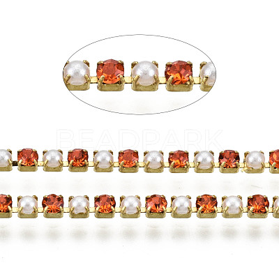 Brass Rhinestone Strass Chains CHC-N017-001A-A04-1