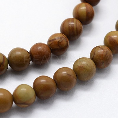 Natural Wood Lace Stone Wooden Jasper Beads Strands G-I199-17-12mm-1