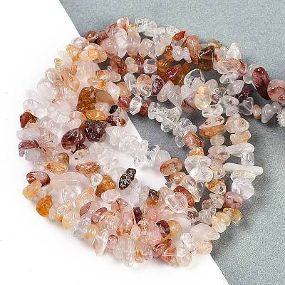Natural Red Hematoid Quartz/Ferruginous Quartz Beads Strands G-G905-19-1
