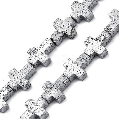 Electroplated Natural Lava Rock Beads Strands G-A256-A01-01D-1