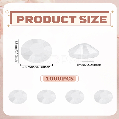 1000Pcs Glass Rhinestone Cabochons DIY-LP0002-52D-1