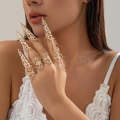 2 Sets 2 Colors Halloween Gothic Cone Iron Hollow Finger Protector BJEW-CN0001-16B-1
