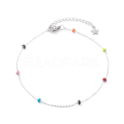 Stainless Steel Satellite Chain Anklets AJEW-AN00423-1