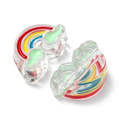 5Pcs Transparent Acrylic Enamel Beads OACR-YW0001-31C-1