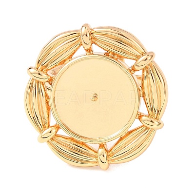 Flower Brass Cuff Ring Components KK-G551-04G-1