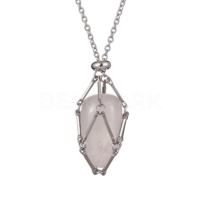 Crystal Holder Cage Necklace NJEW-JN04585-1