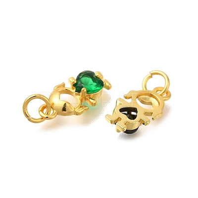 Rack Plating Brass Micro Pave Cubic Zirconia Charms KK-I716-25G-1