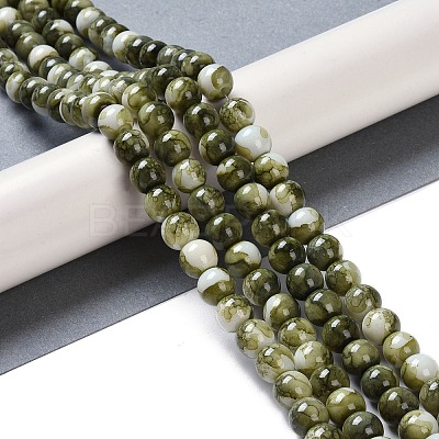 Baking Paint Glass Bead Strands X-GLAA-H031-01B-14-1